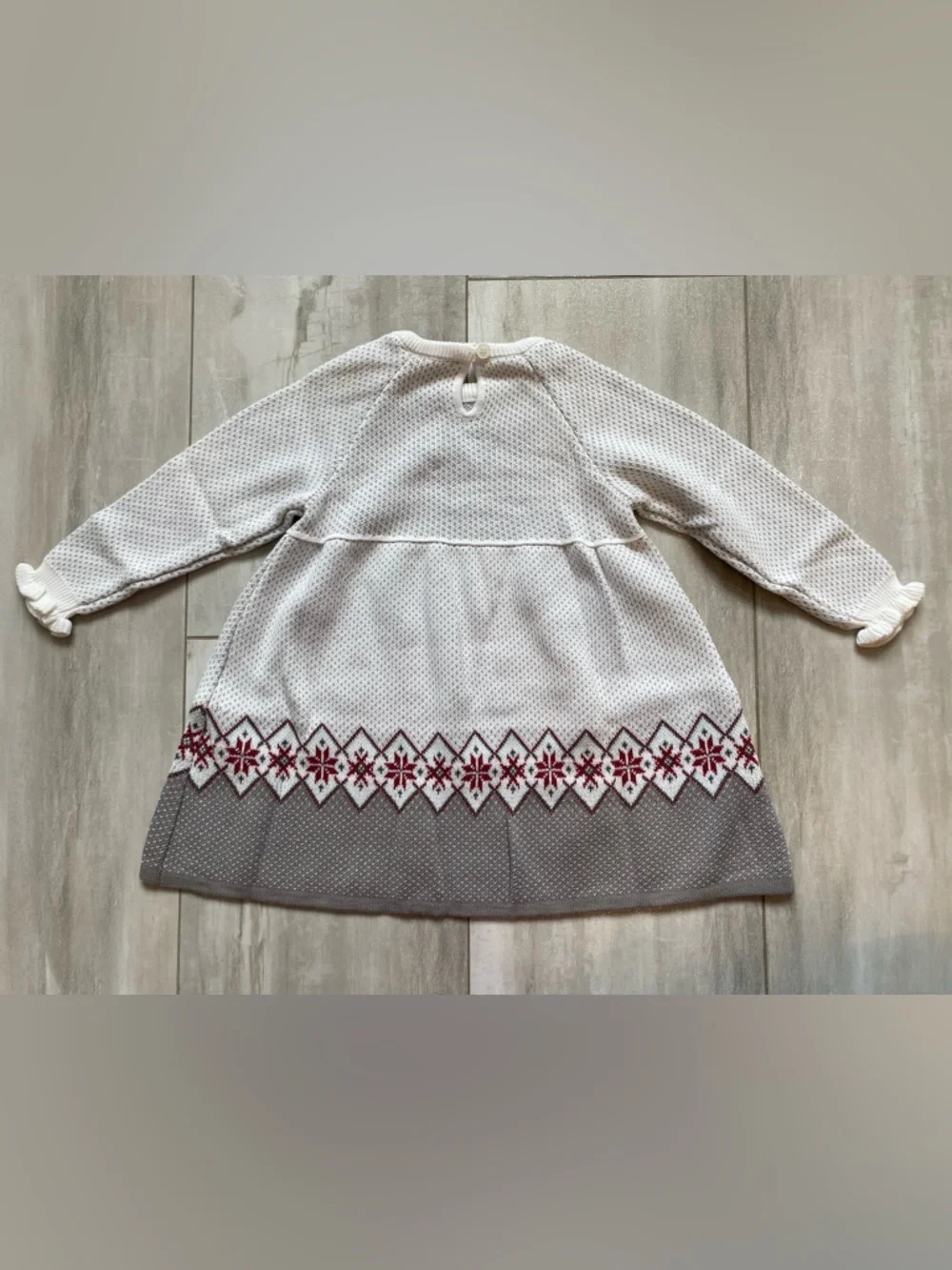 NWT RuffleButts Gray Fair Isle Alpine Long Sleeve Sweater Dress girls 12-18M